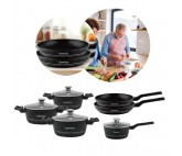 Batterie De Cuisine Avec Revêtement en Marbre 10 Pièces