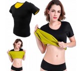 T-shirt Fitness en Neoprène à Manches Courtes Effet Sauna